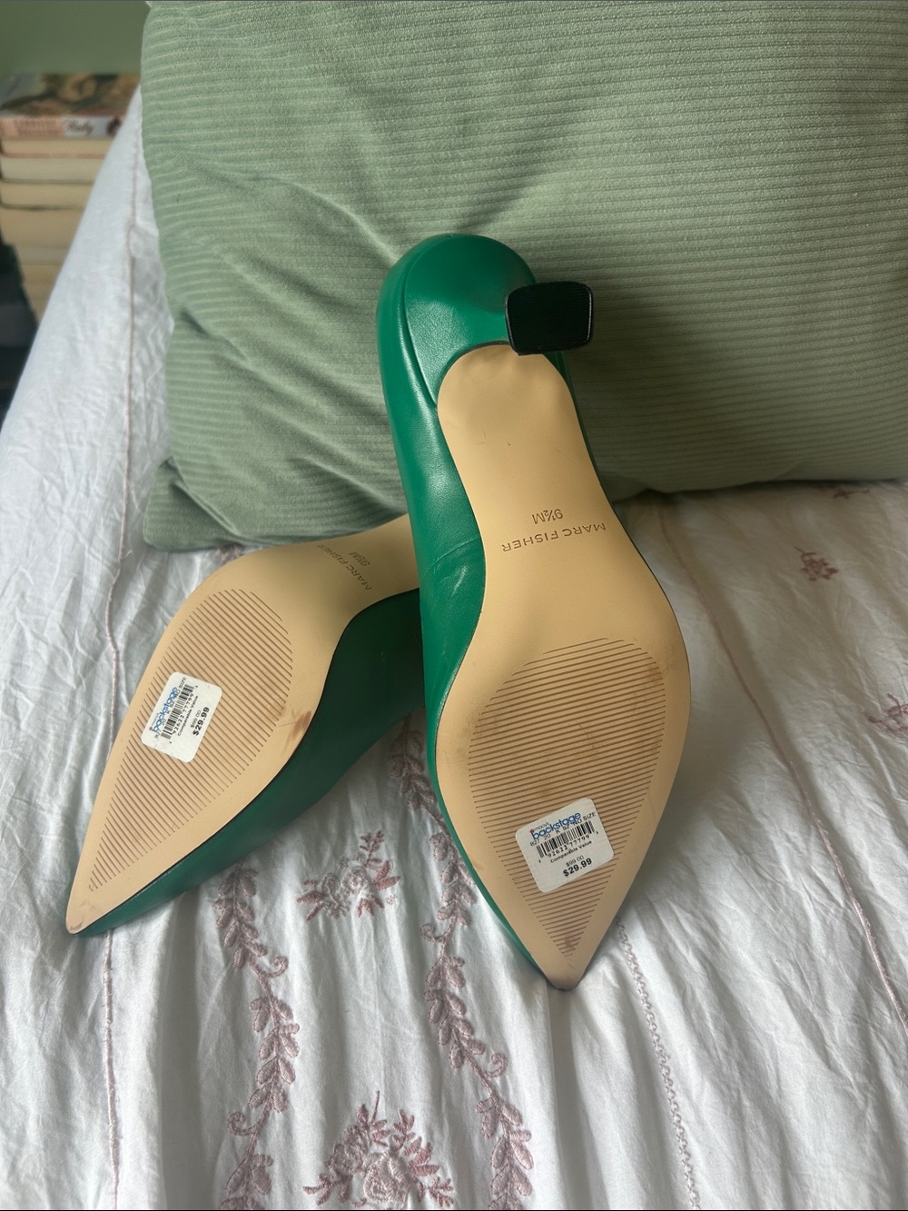 Marc Fisher Emerald Green Pointed-Toe Pumps - Picture 2 of 3